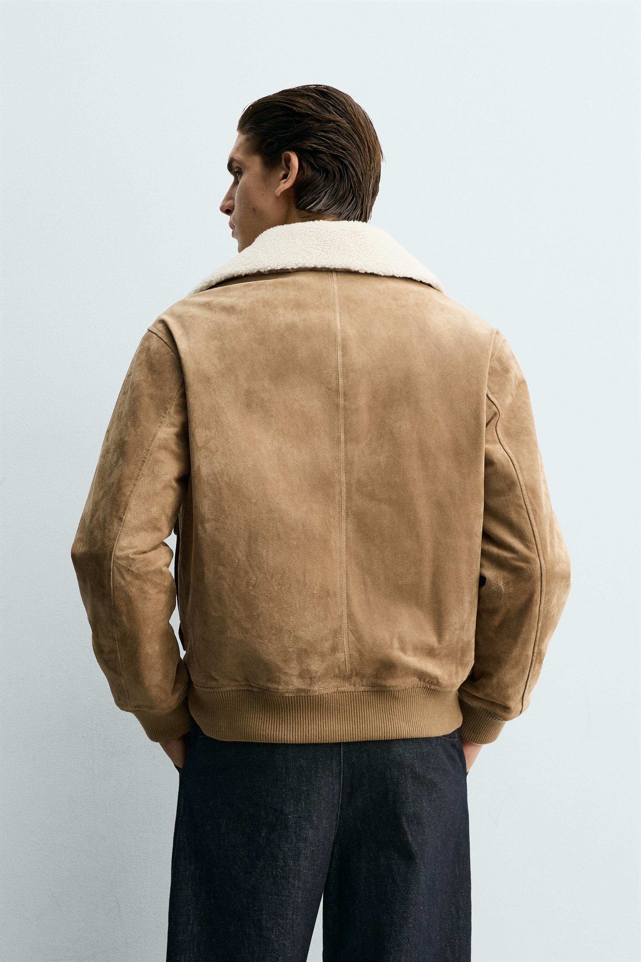 BLOUSON EN CUIR SUÉDÉ AVEC EFFET MOUTON